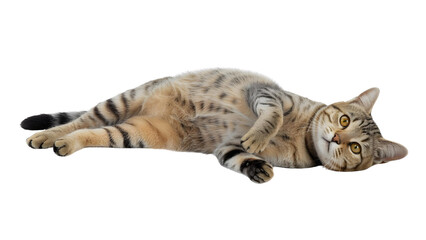 Relaxed Tabby Cat Lying Down
