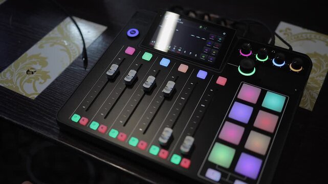 Tracks 2 and 3 levels increased with faders on audio mixing console