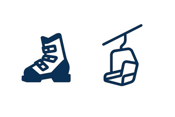 Ski boots and lift illustration for winter sports enthusiasts enjoying the slopes and mountain activities