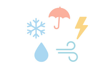 Weather symbols representing different meteorological conditions in a minimalist style