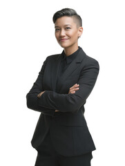 Confident Businesswoman in Stylish Suit with Modern Androgynous Look