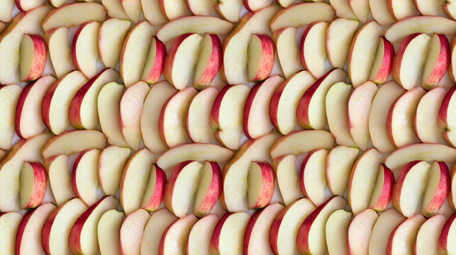 Apple slice seamless background, fruit pattern, fresh healthy food texture, full frame photo.