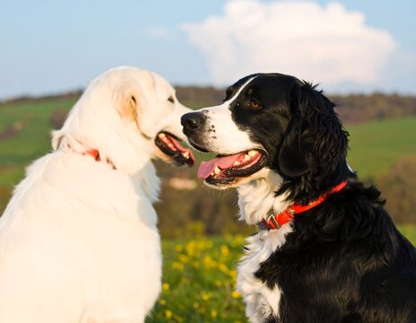 Two dogs close together