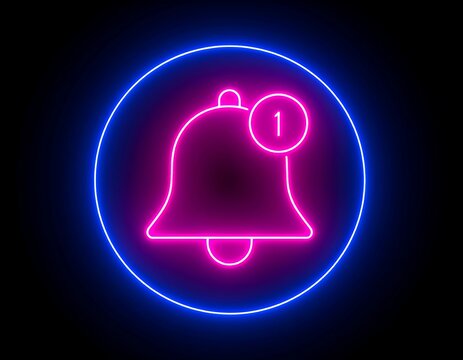 Neon bell notification icon