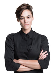 Confident Businesswoman in Stylish Suit with Modern Androgynous Look
