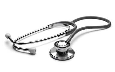 Close up of a chrome medical stethoscope for healthcare professionals and diagnosis