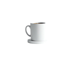 Plain white mug of dark liquid sits on a saucer against a deep black backdrop