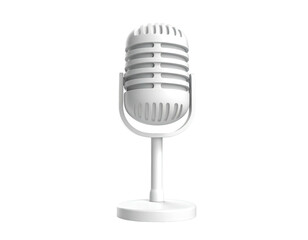 3D-rendered white classic microphone isolated against a black background