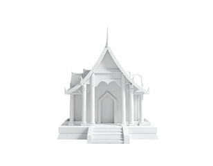 White 3D rendering of a traditional ornate building against a black backdrop
