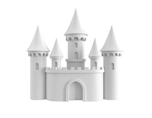 A white castle illustration with spires and towers, centered on a transparent background