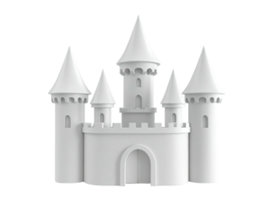A white castle illustration with spires and towers, centered on a transparent background
