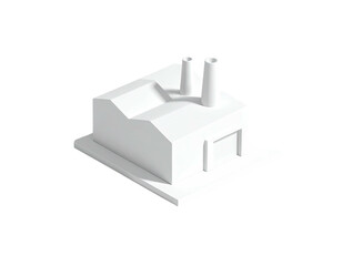 A simple, clean white isometric rendering of an industrial building
