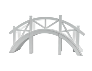 A white arched bridge, rendered with simple lines, isolated on black background