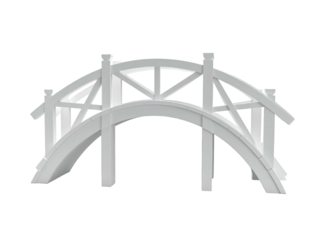 A white arched bridge, rendered with simple lines, isolated on black background