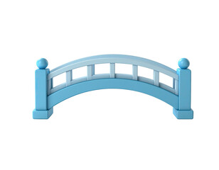 3D-rendered light blue arched bridge with white railings, isolated on black