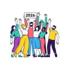 Obraz premium Diverse Group Celebrating 2026 A Vision of Unity and Future Success