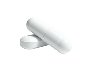 White capsule and tablet medication on a black background