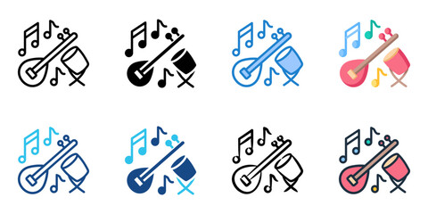 Fototapeta premium Folk music festivals icon set multiple style collection 