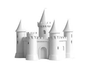 Obraz premium A clean, minimalist, white castle with multiple turrets and battlements