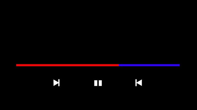 music video play bar  black background  video music play bar animation.
media player progress timeline bar  scroll bar  Audio music bar icon overlay song or video  4k video.