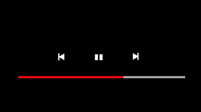 music video play bar  black background  video music play bar animation.
media player progress timeline bar  scroll bar  Audio music bar icon overlay song or video  4k video.