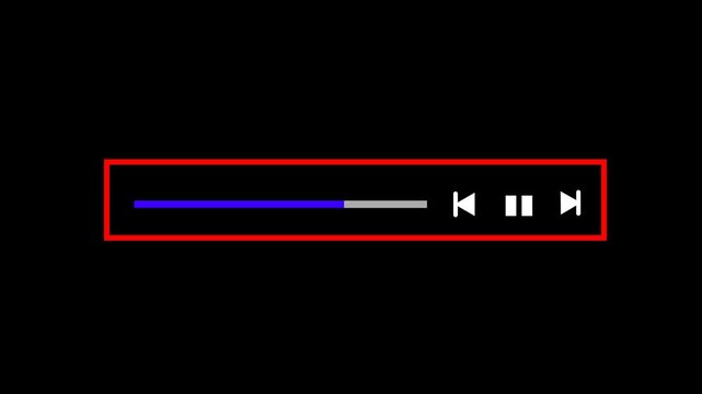 music video play bar  black background  video music play bar animation.
media player progress timeline bar  scroll bar  Audio music bar icon overlay song or video  4k video.