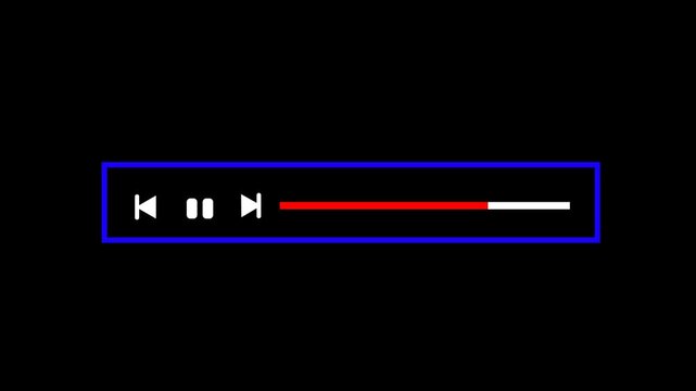 music video play bar  black background  video music play bar animation.
media player progress timeline bar  scroll bar  Audio music bar icon overlay song or video  4k video.
