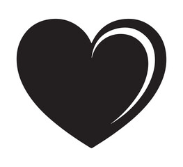 Solid black heart shape on white background symbol