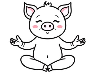 Obraz premium Cute Pig Meditating in Yoga Pose.