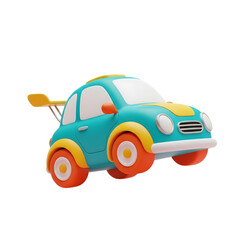 Playful 3D Toy Car Icon for Transport and Travel Isolated on Transparent Background png