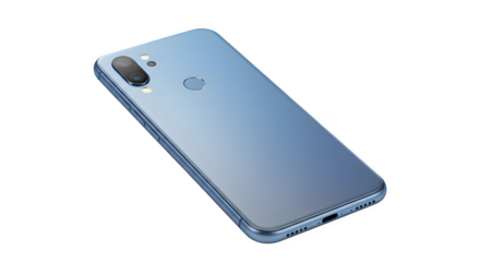 Blue phone displays smooth texture under even lighting. Great for tech mockups, presentations, product showcases, and digital branding.