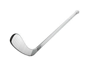 Fototapeta premium Rendered graphic of a hockey stick against a black background, tilted at angle