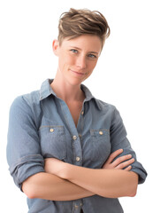 Confident Businesswoman in Stylish Suit with Modern Androgynous Look