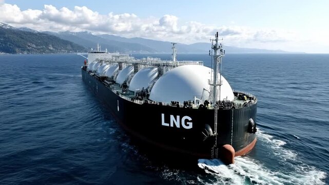 Gas carrier view: ocean track, fuel load, tanker hull, energy route, storage tank, maritime supply, vessel path, industrial freight, seaborne line, nautical channel, cargo system, global commerce