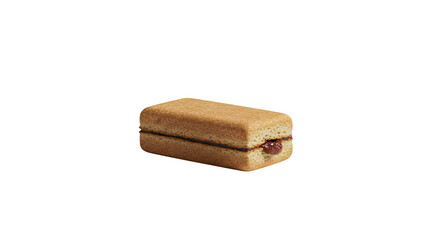 Brown sandwich cookie has filling. Still life creates studio lit product photography, or graphic design use.