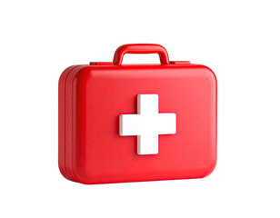 Obraz premium 3D rendering of a red first aid kit with a white cross on a black background
