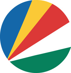 round seychelles national flag icon with colorful stripes in circular design