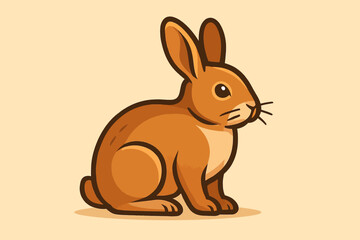 Obraz premium Cartoon Illustration of a Brown Rabbit Sitting Upright.