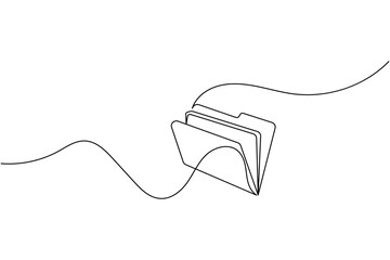 Obraz premium Folder icon continuous one line art drawing of business record file vector illustration