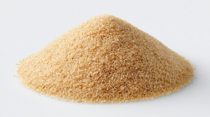 A minimalist pack shot of a few grains of vanilla powder on a seamless, white background. 3d illustration.