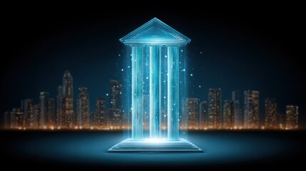 Online banks replacing physical branches. Digital banking and online transactions.