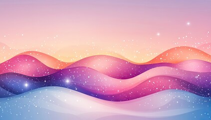 Colorful, snowy waves form layered, dreamy abstract landscape