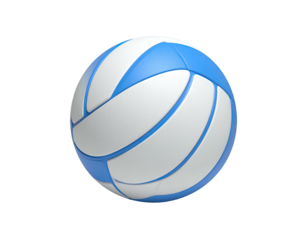 A vibrant, realistic volleyball, featuring blue and white panels against black