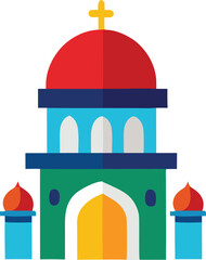 Vibrant religious building with distinctive red domes and cross iconic structure architectural design