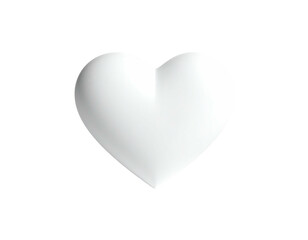 A white, shaded heart shape, isolated against a solid black background