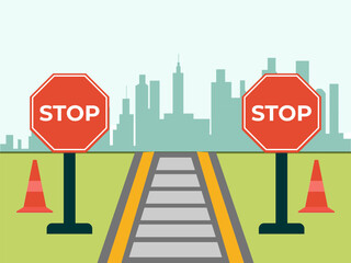 Stop Sign Concept IllustrationVector Style