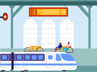 Train Platform Concept IllustrationVector Style