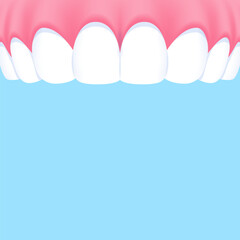 Upper teeth (Normal) - Text box banner (square) illustration vector design. Dental care concept.
