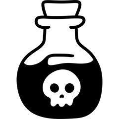 Black poison bottle with skull symbol for Halloween or danger concept