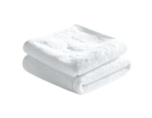 Fluffy white bath towels stacked neatly, folded on a stark black backdrop
